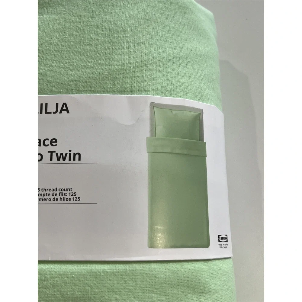 New IKEA ANGSLILJA Twin Duvet Cover with Pillowcase Light Green bed Set